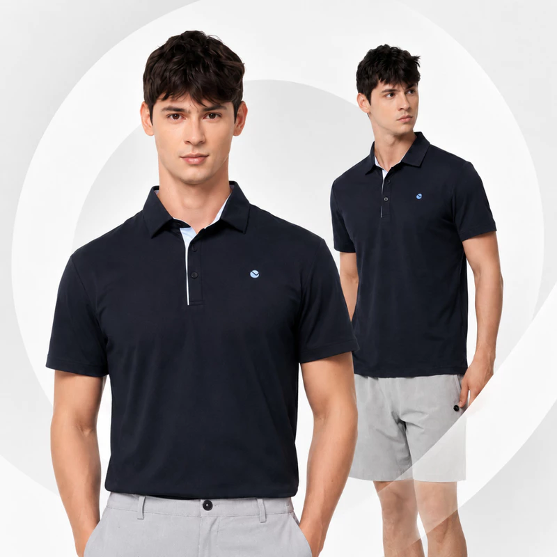 Áo Polo Nam Livan Sport Xanh Đen LV26S04M240 - Co Giãn, Mềm Mại Thoải Mái Vận Động, Mặc Đi Chơi, Tập Thể Thao — ảnh 1