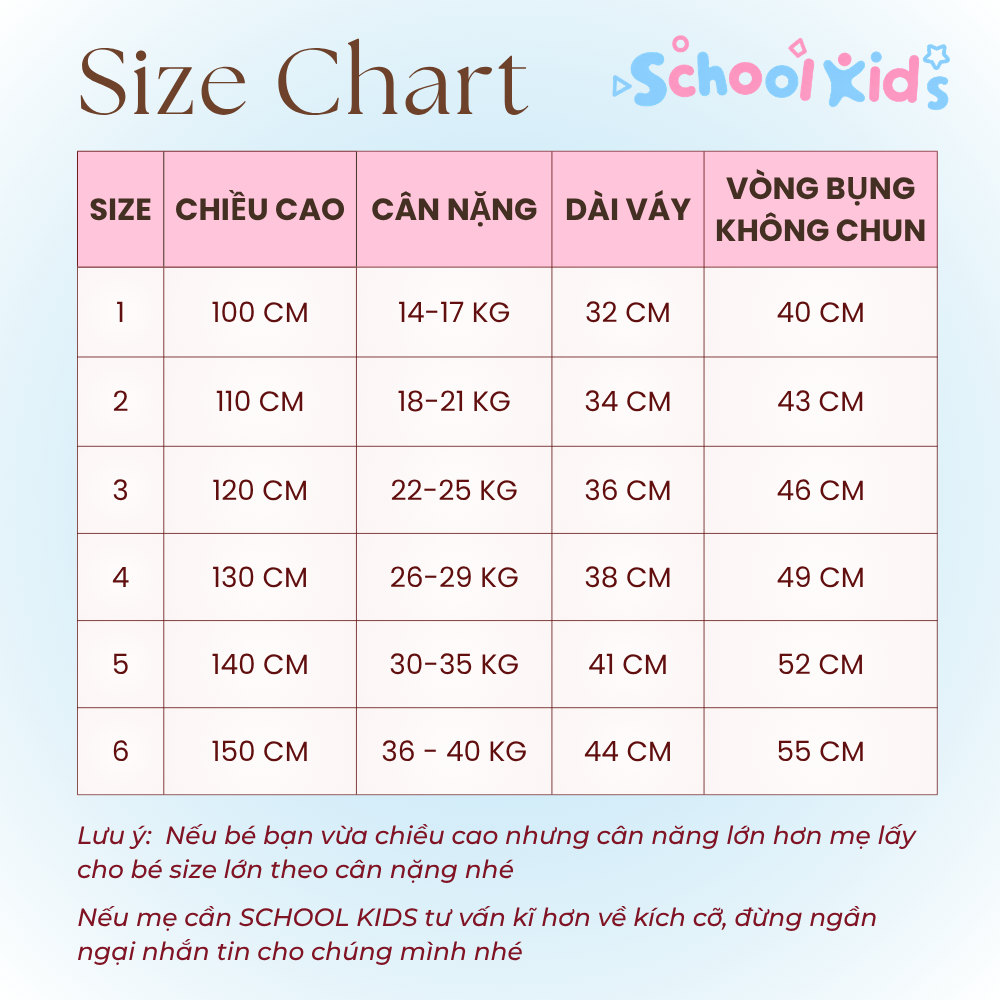 [MỞ BÁN GIẢM 30K] Chân váy chữ A bé gái SCHOOL KIDS có chun sau lưng co giãn, mềm mạI
