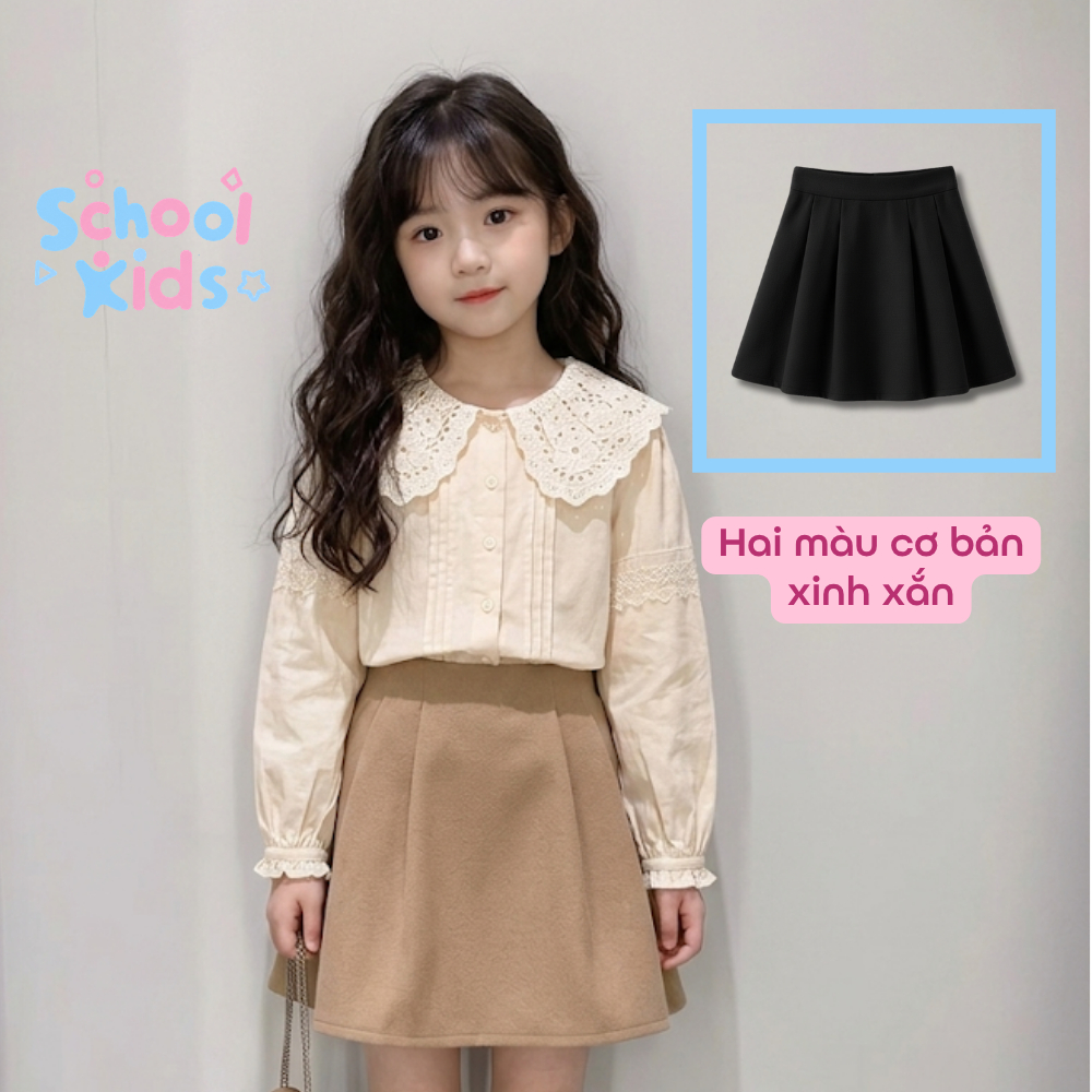 [MỞ BÁN GIẢM 30K] Chân váy chữ A bé gái SCHOOL KIDS có chun sau lưng co giãn, mềm mạI