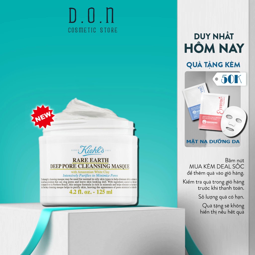 Mặt Nạ Đất Sét Kiểm Soát Dầu Nhờn, Sáng Da Kiehl's Rare Earth Deep Pore Cleansing Masque 125ML