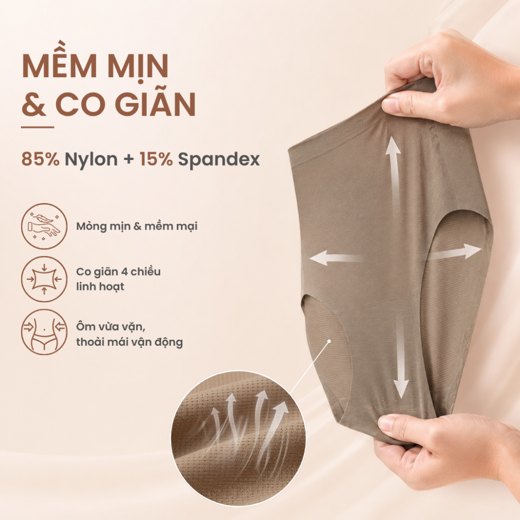 [TOKYOLIFE] COMBO 3 quần lót Nữ tàng hình không đường may cao cấp 40006032