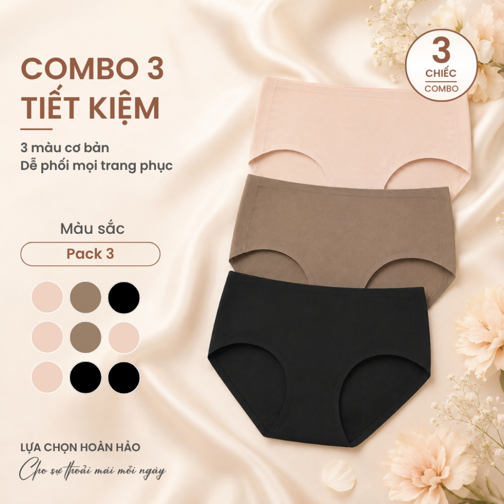[TOKYOLIFE] COMBO 3 quần lót Nữ tàng hình không đường may cao cấp 40006032