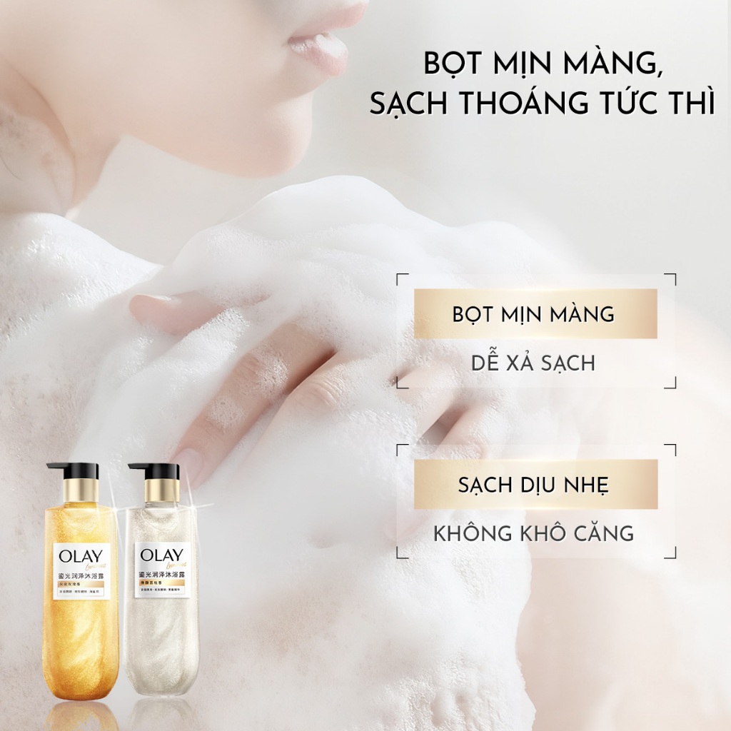 [MỚI] Sữa tắm Sáng Da Olay Luminous Hương Nước Hoa Cao Cấp: Hoa Hồng Dưỡng Ẩm & Trái Vải Mịn Da Chai 350G