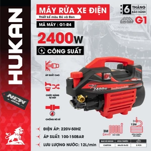 Máy xịt rửa xe Hukan G1-R4, Công suất 2400W, Máy rửa chỉnh áp - Chống giật an toàn - Motor đồng
