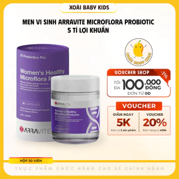 Men Vi Sinh Arravite Microflora Probiotic 5 Tỷ Lợi Khuẩn Hỗ Trợ Cân Bằng Hệ Vi Sinh Phụ Khoa 30 Viên Úc