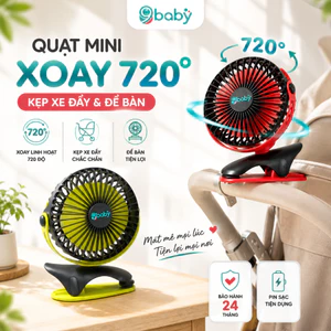 Quạt Mini Xoay 720 Độ Kẹp Xe Đẩy Và Để Bàn 9BABY - Bảo Hành 24 Tháng