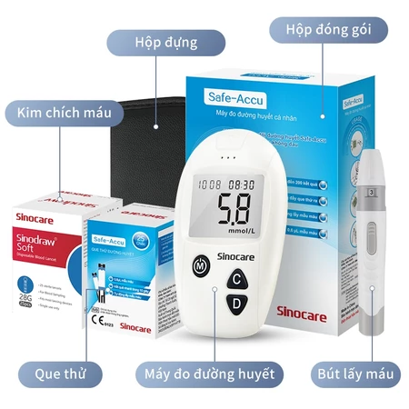 Máy Đo Đường Huyết Safe Accu Chính Hãng Sinocare