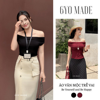 [NEW] Áo thun trễ vai nữ GYOMADE® chất gân mộc co giãn cao cấp tôn dáng quyến rũ | GA113