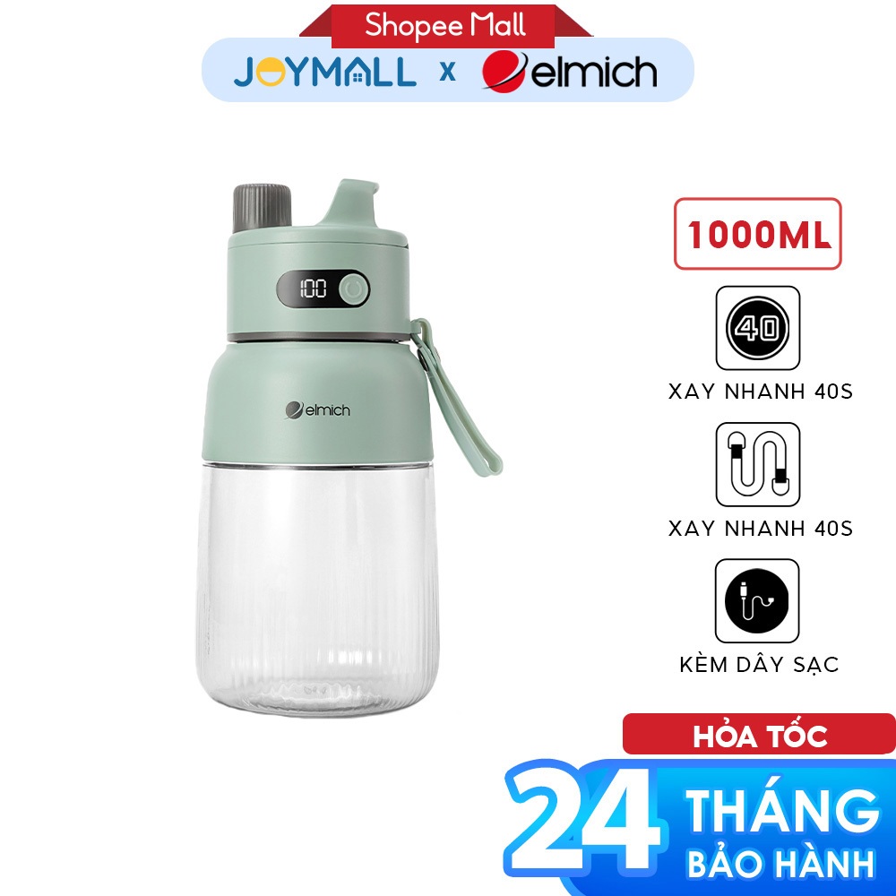 Máy Xay Sinh Tố Cầm Tay Elmich BLE9184 1000ml Nhỏ Gọn, Dung Lượng Pin Lớn - Hàng Chính Hãng - JoyMall