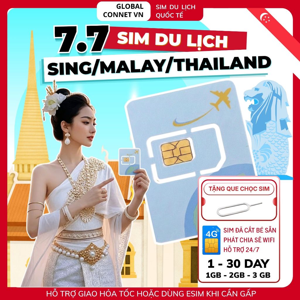 Sim Du Lịch SINGAPORE - MALAYSIA  - THÁI LAN [1 - 30 Ngày] 4G/ 5G Tốc Độ Cao Và Ổn Định