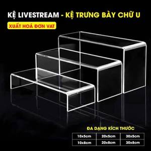 COMBO 2 Kệ trưng bày, Kệ mica chữ U, Kệ mica trong suốt trưng bày sản phẩm Livestream