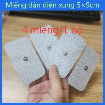 Miếng Dán Điện Xung 5x9cm,nút bấm 3,5mm - Điện Cực Máy Massage Xung, Máy Vật Lý Trị Liệu (4 miếng)
