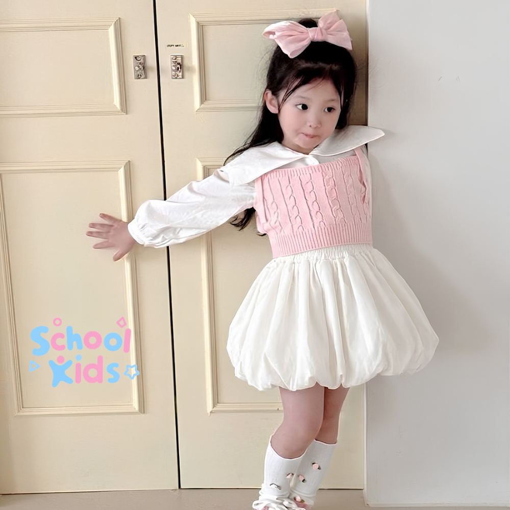 [SALE 25.6 GIẢM 30K] Chân váy bí bé gái SCHOOL KIDS có kèm quần, dáng phồng dễ thương