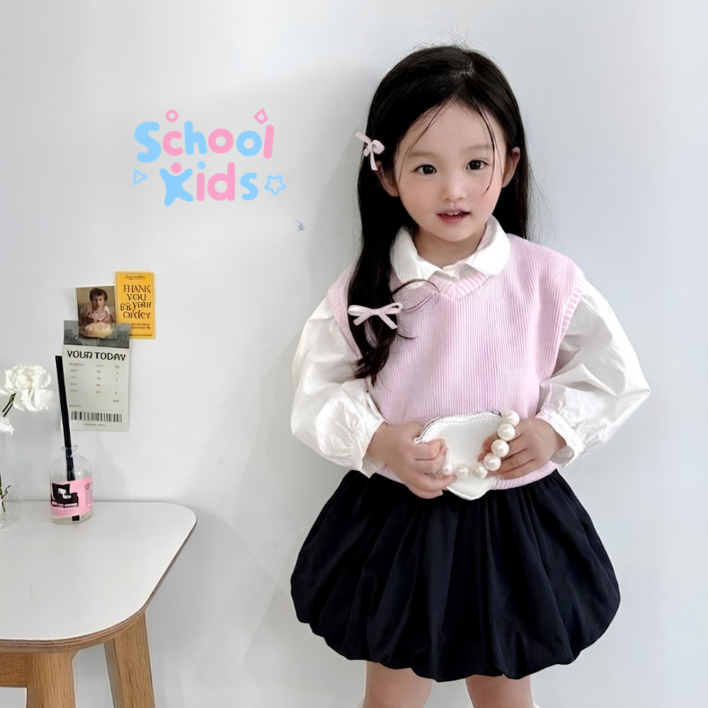 [SALE 25.6 GIẢM 30K] Chân váy bí bé gái SCHOOL KIDS có kèm quần, dáng phồng dễ thương