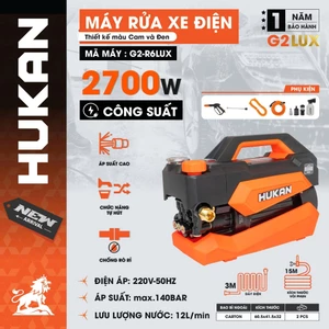Máy rửa xe HUKAN G2-R6LUX áp lực 140bar có chỉnh áp - Công suất 2700w - Át chống giật - Chính hãng