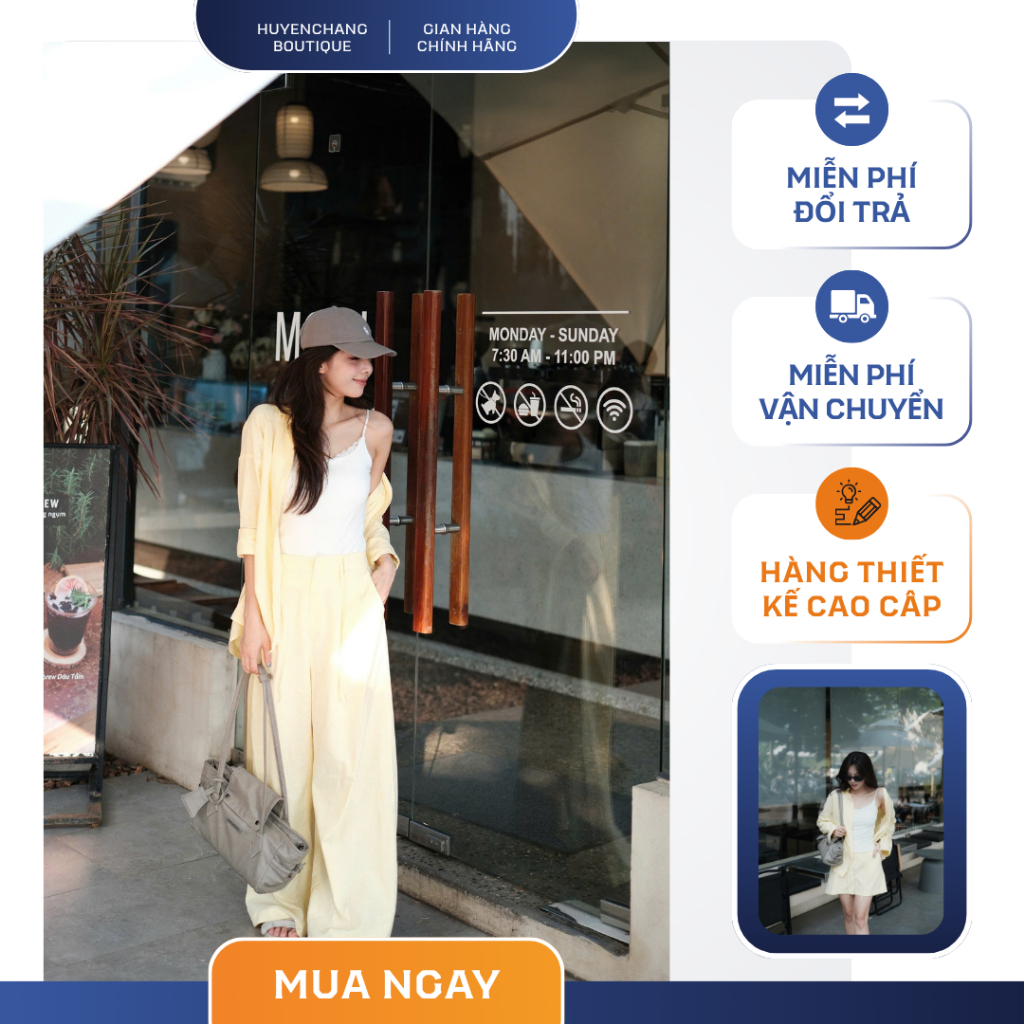 Set Linen Nữ Cao Cấp 2 Món Áo Khoác Mỏng Quần Suông Form rộng Phong Cách Hàn Quốc Thanh Lịch -🤎 Set linen nữ gồm áo khoá