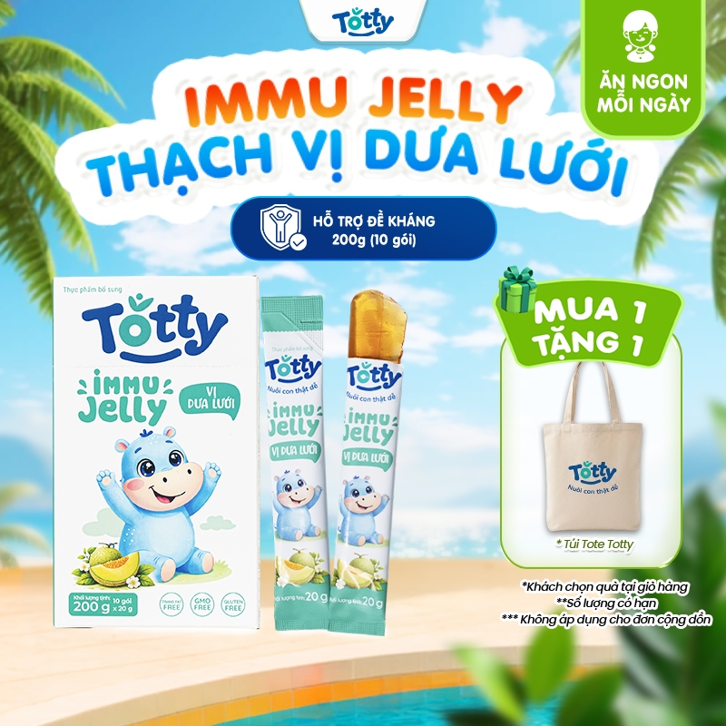 [Thực Phẩm Bổ Sung] Thạch Trái Cây Cho Bé Totty Jelly Vị Dưa Lưới, Bổ Sung L-Lysine, Kẽm, Vitamin Thạch Mềm Dễ Ăn