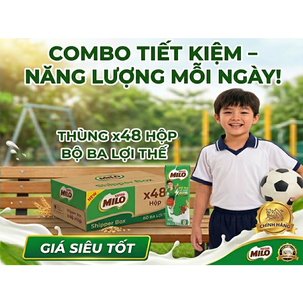 [CHÍNH HÃNG] Thùng 48 Hộp / Lốc 4 Hộp Sữa Lúa Mạch NESTLÉ MILO 180/110ml Dinh Dưỡng Cho Bé Năng Động, Ống Hút 4 Chiều