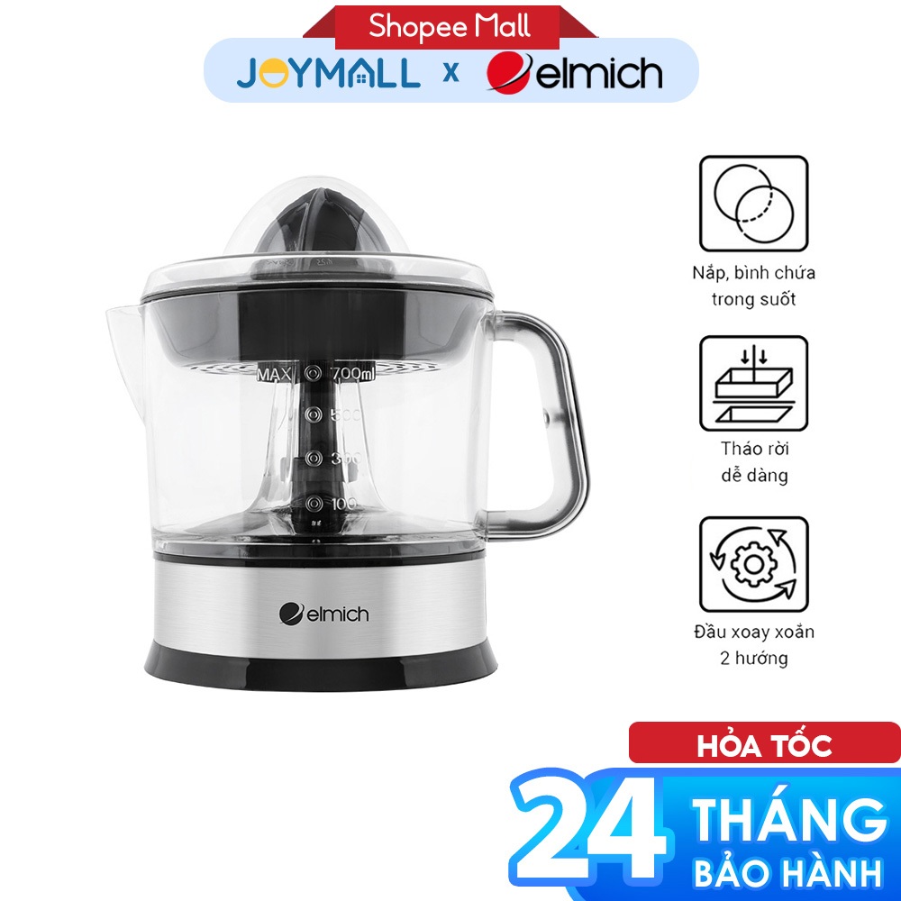 Máy Vắt Cam Xoay Ép 2 Chiều Elmich CJE-3921OL 700ml, Hàng Chính Hãng,Dễ Tháo Lắp, Vệ Sinh - JoyMall