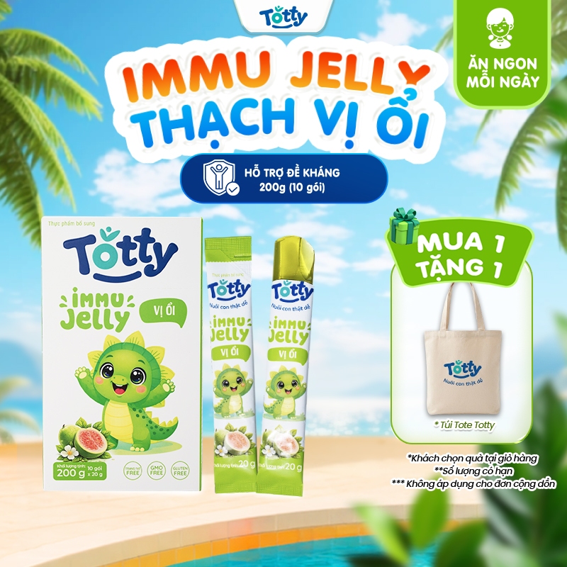 [Thực Phẩm Bổ Sung] Thạch Trái Cây Cho Bé Totty Immu Jelly Vị Ổi, Bổ Sung L-Lysine, Kẽm, Vitamin D3 Dạng Thạch Mềm Dễ Ăn