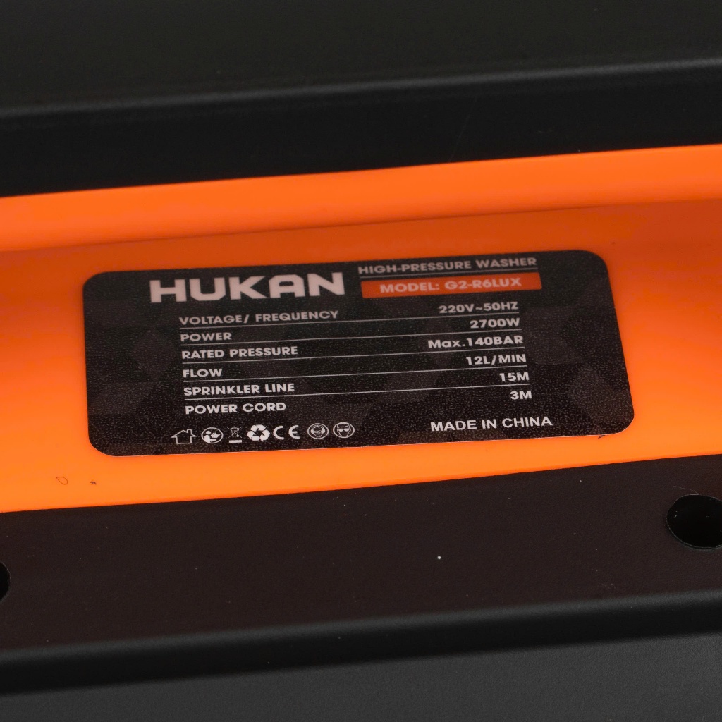 Máy rửa xe chỉnh áp HUKAN G2-R6LUX, Công suất 2700W, Lưu lượng lớn 12L/p, Công Tắc Chống Giật