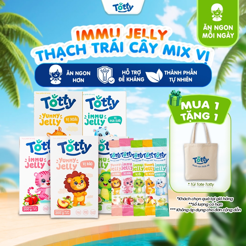 [Thực Phẩm Bổ Sung] Thạch Trái Cây Mix Vị Cho Bé Totty Jelly, Bổ Sung Kẽm, Vitamin Bé Ăn Ngon, Tăng Đề Kháng