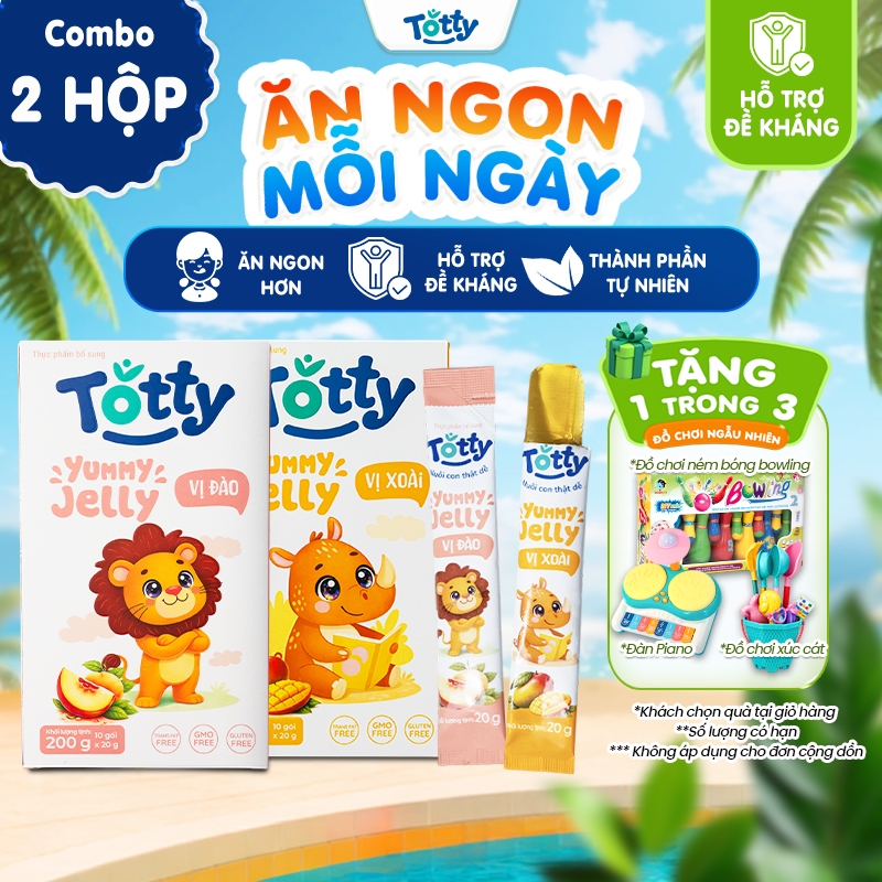 [Thực Phẩm Bổ Sung] Combo 2 Hộp Thạch Trái Cây Dinh Dưỡng Cho Bé Totty Jelly, Thạch Dạng Mềm, Bé Ăn Ngon, Khỏe Mạnh