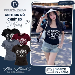 Áo Thun Nữ Chiết Eo Cổ Vuông In Chữ Chất Cotton Borip Form Ôm Big Size 55-90Kg AT9131 Diệu Trang