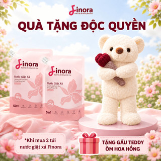 (TẶNG 1 GẤU HOA HỒNG) Combo 2 Túi, 4kg Nước Giặt Finora  Hương Nước Hoa, Sạch Sâu Thơm Lâu