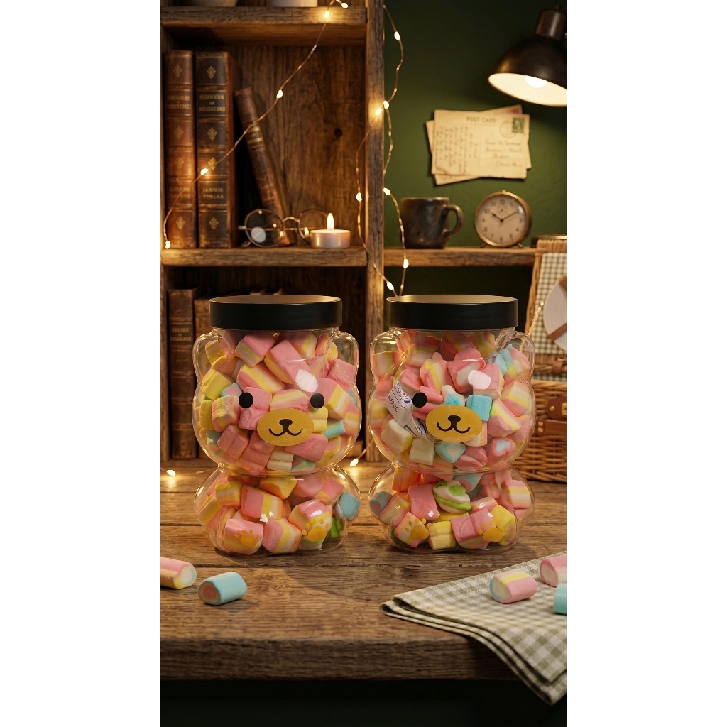 Kẹo Bông Gòn  Marshmallow  - Kẹo Xốp Bông Sữa ngọt ngào ( Hũ gấu dễ thương )