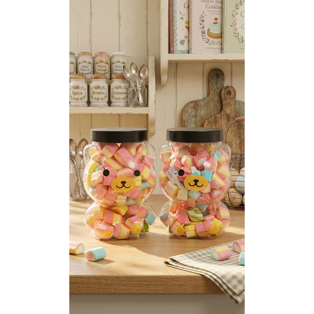 Kẹo Bông Gòn  Marshmallow  - Kẹo Xốp Bông Sữa ngọt ngào ( Hũ gấu dễ thương )