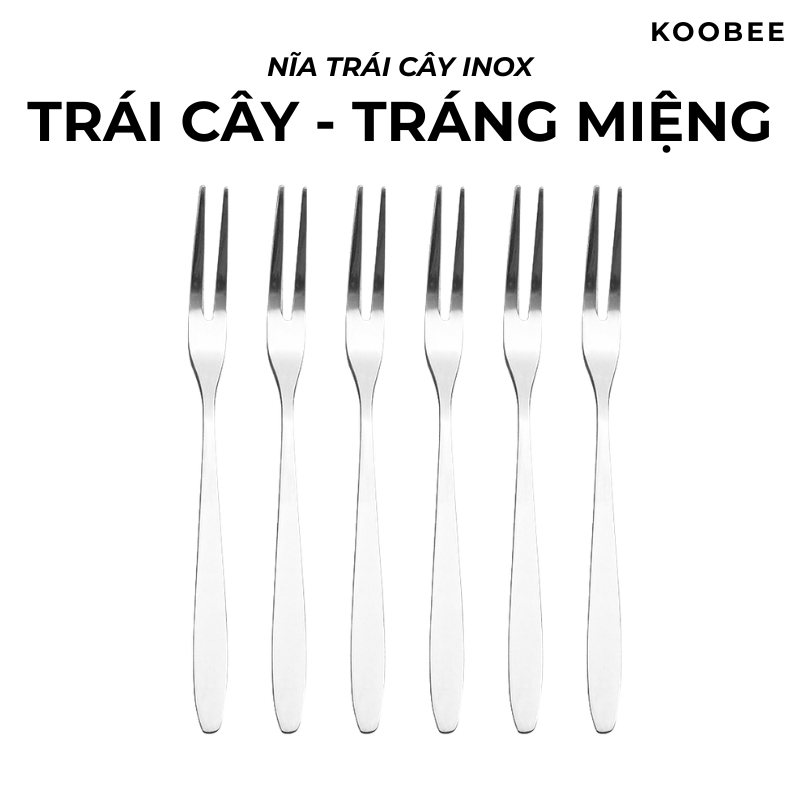 Set 5/10 Dĩa Hoa Quả Inox Không Gỉ DC04 – Nĩa Xiên Trái Cây, Tráng Miệng, Bánh Ngọt – Sang Trọng, Sáng Bóng, Bền Đẹp