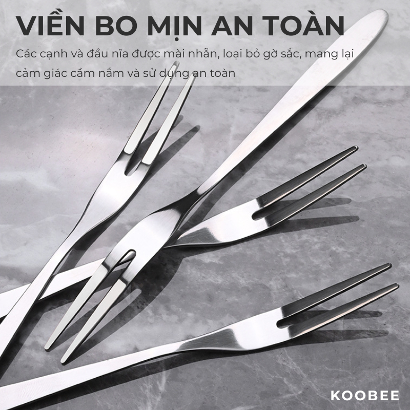 Set 5/10 Dĩa Hoa Quả Inox Không Gỉ DC04 – Nĩa Xiên Trái Cây, Tráng Miệng, Bánh Ngọt – Sang Trọng, Sáng Bóng, Bền Đẹp