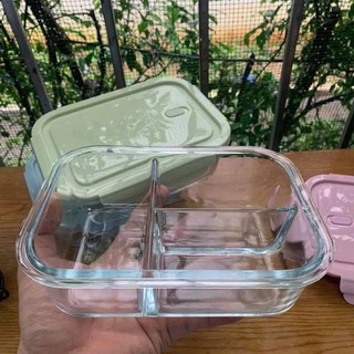 Hộp Cơm Thủy Tinh 3 Ngăn 1040ml Home Max, Đựng Thực Phẩm Tiện Lợi, Dùng Hàng Ngày