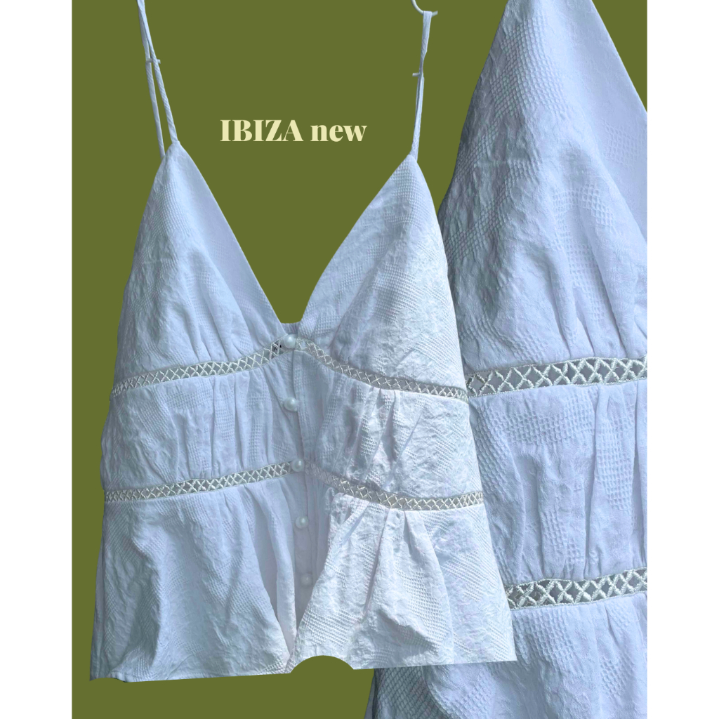 SUNDAY - IBIZA TOP - Áo Hai Dây, Cách Điệu, Cổ V Sâu.
