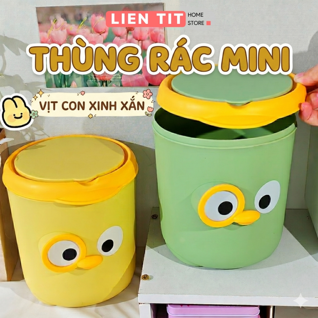 Thùng Rác Mini Để Bàn Nhỏ Gọn, Sọt Đựng Rác Mini Có Nắp Lật Tiện Lợi Để Bàn Học, Bàn Làm VIệc, Văn Phòng