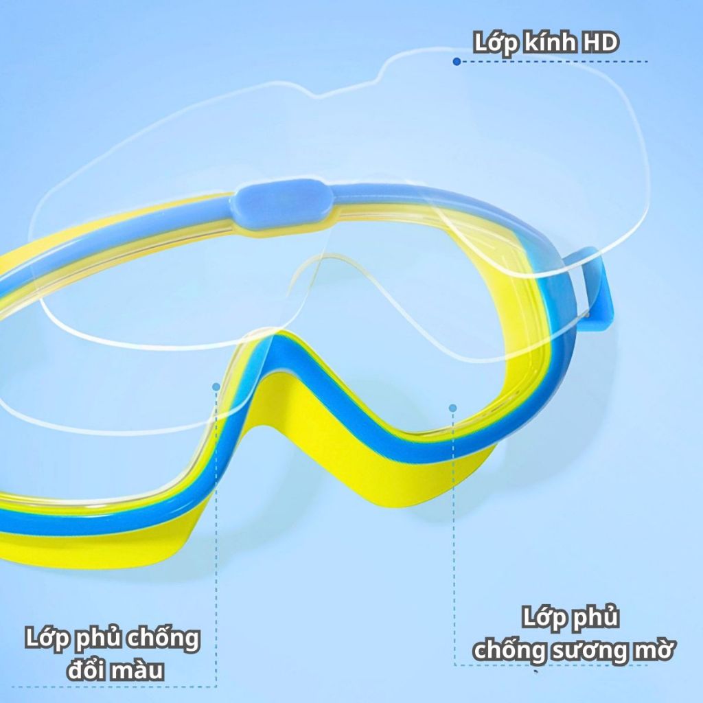 Kính bơi trẻ em có nút bịt tai chống tia UV BABYSUN, chống sương mù - Kính bơi cho bé đi biển , tập bơi