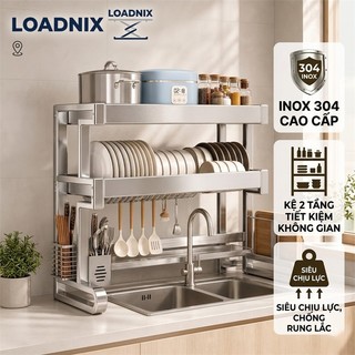 Kệ Chén Bát INOX 304 Thông Minh 2 Tầng Kệ Úp Chén Bát Đĩa Trên Bồn Rửa Dung lượng lớn, chống gỉ và bền bỉ