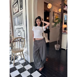 𝐅𝐞𝐦𝐦𝐞 𝐏𝐚𝐧𝐭𝐬 - Quần tây sọc suông dài ống rộng nữ nhiennhienvintage NQT00005