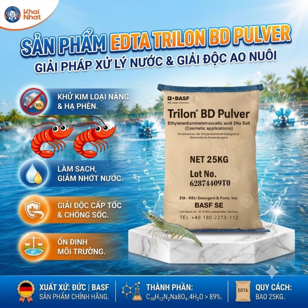 EDTA 2Na – Trilon BD Pulver – EDTA Đức 25kg/bao.Giúp khử phèn, kim loại nặng hiệu quả
