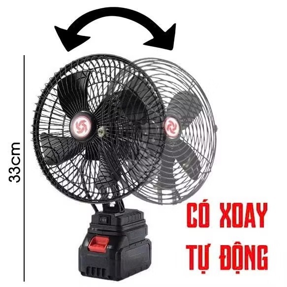 Quạt Tích Điện Xoay,Pin 10cell,20Cell,30Cell Sử Dụng Chân Pin Phổ Thông, 2 Mức Gió, Kích Thước 8 Inch
