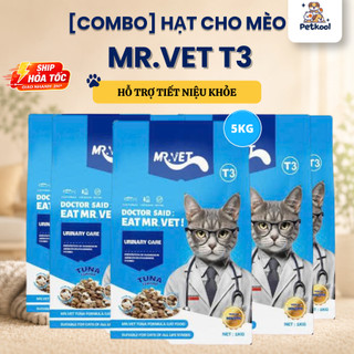 [COMBO 5 GÓI] Hạt Cho Mèo MRVET T3 1Kg - Hỗ Trợ Cải Thiện Đường Tiết Niệu Cho Mèo Bảo Tăng Cường Hệ Miễn Dịch Petkool
