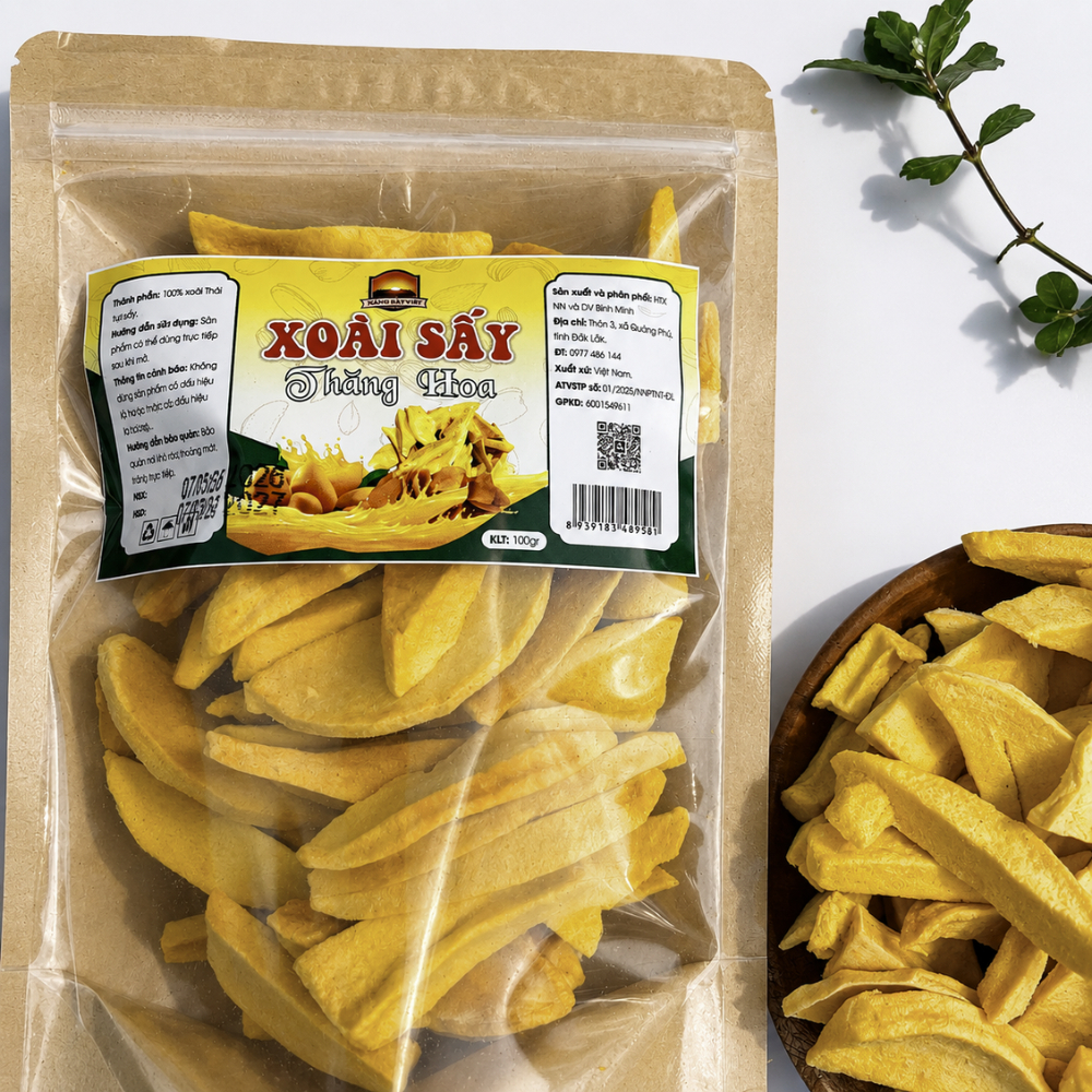 Xoài Sấy Giòn Không Đường 100g | Công Nghệ Sấy Thăng Hoa, Không Chiên Dầu, 100% Xoài Tự Nhiên - Bình Minh Farm