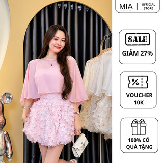Set Váy Nữ Voan Cao Cấp Phối Chân Váy Hoa 3D Form Xòe Sang Trọng Dự Tiệc MIA S213