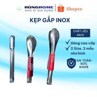 Dụng cụ gắp thức ăn, kẹp gắp inox tổ ong đầu tròn, gắp thực phẩm dễ dàng, dày chắc chắn - Hùng Home