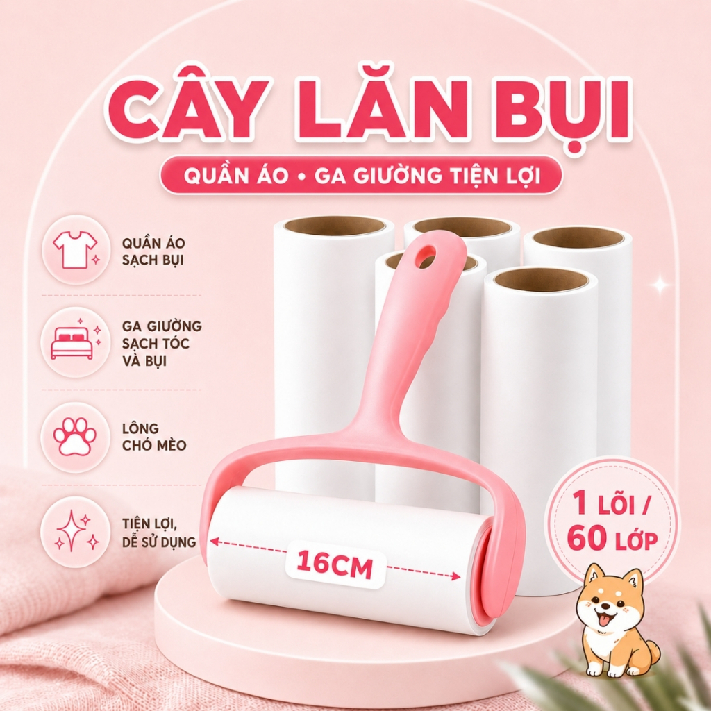Cây Lăn Bụi Quần Áo, Thanh Lăn Bụi Lông Chó Mèo, Ga Giường, Sofa Có Lõi Thay Thế 10cm, 16cm
