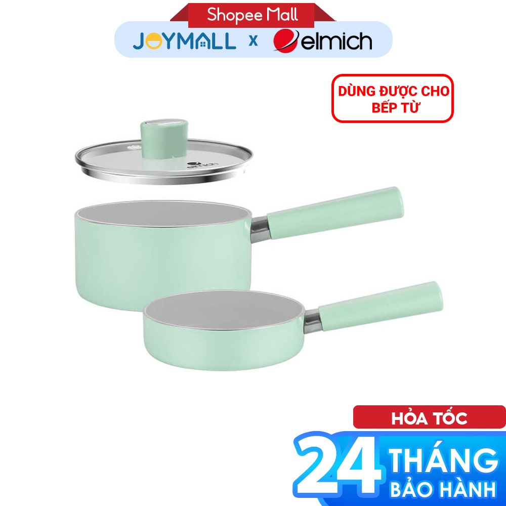 Bộ chảo quánh chống dính sứ Elmich Baby EL-1168, Hàng chính hãng, đáy từ - JoyMall