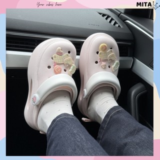 Dép sục nữ đế cao 7cm có tag đế kèm sticker Mèo cá chạy dễ thương có quai hậu CSM-60 Mita