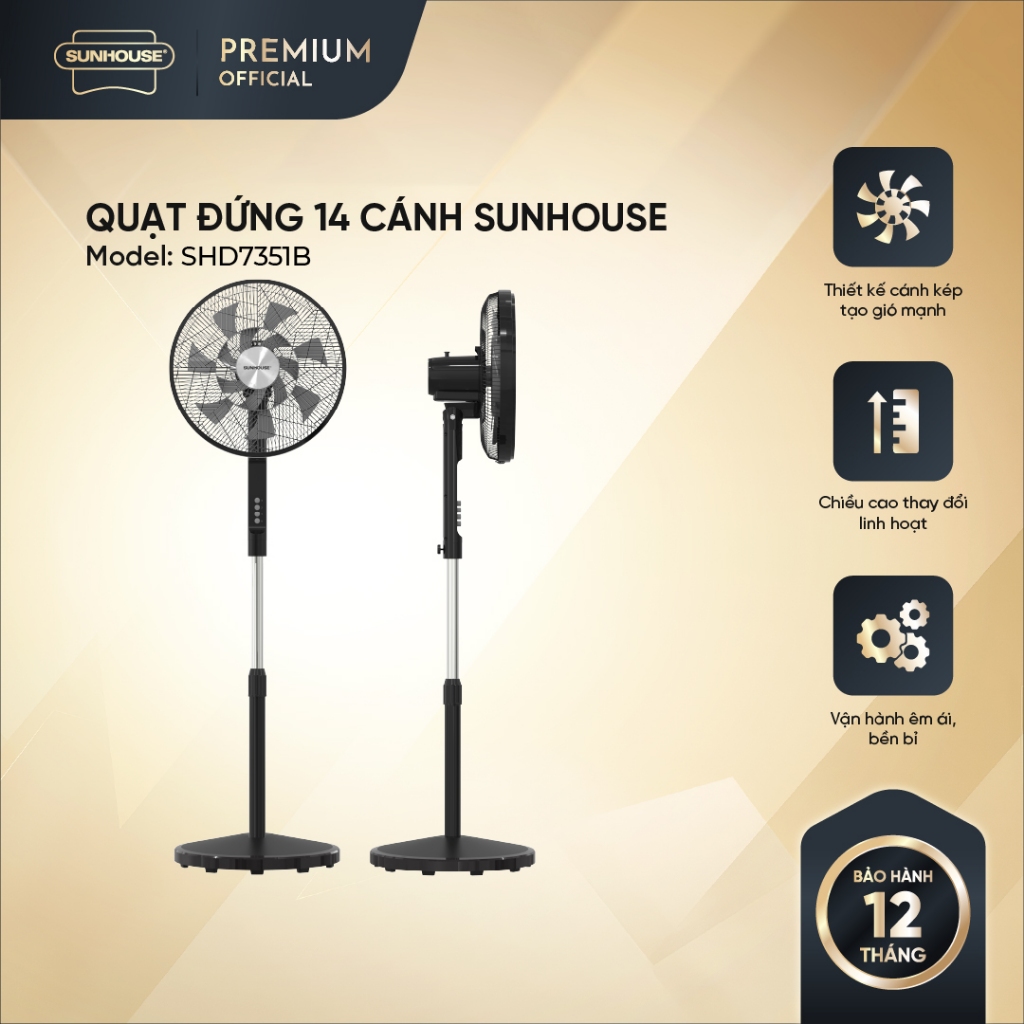 Quạt đứng 14 cánh SUNHOUSE SHD7351B