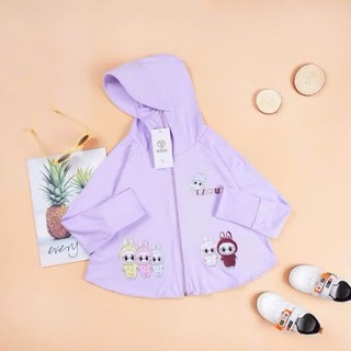 Áo chống nắng cánh dơi labubu thun lạnh cho bé gái.Chất thun lạnh mát mịn,mũ trùm to rộng,khóa kéo thay khẩu trang.